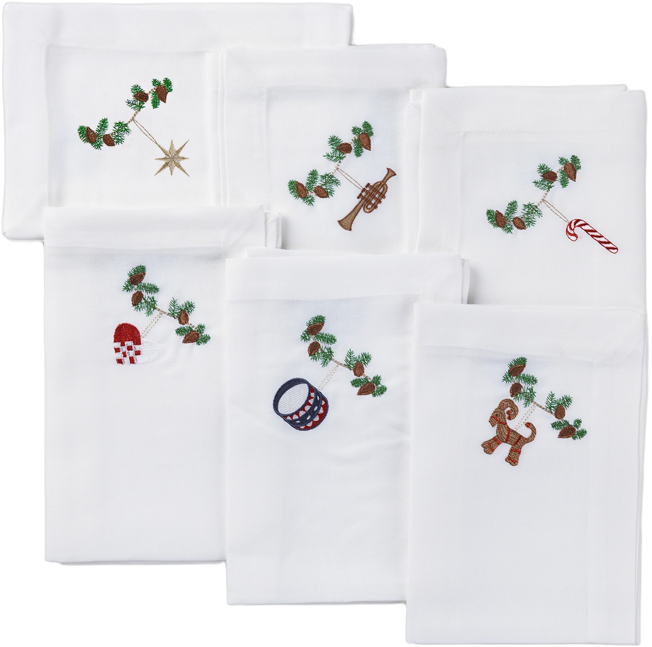 6 stk. Juleservietter med Klassiske Motiver